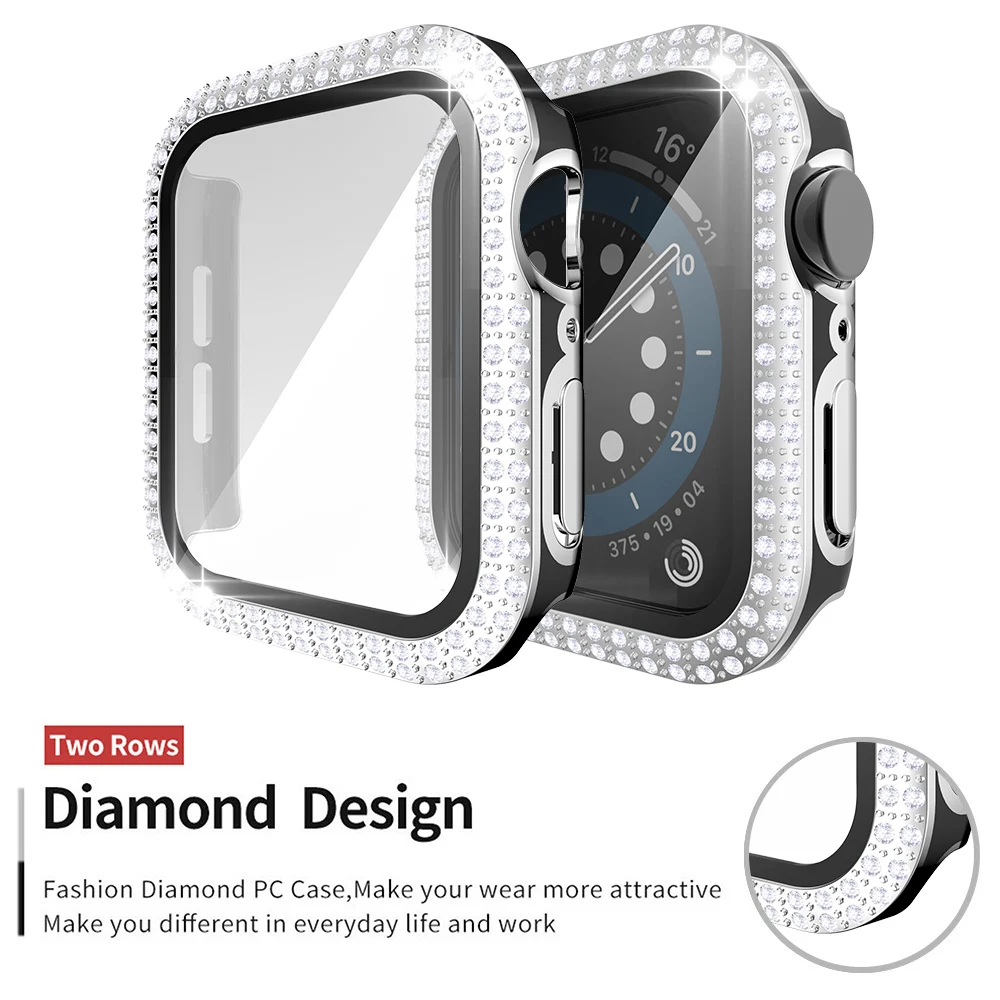 Бриллиантовый чехол для Apple Watch SE Series 6 5 4 3 40 мм 44 38 42 | Наручные часы
