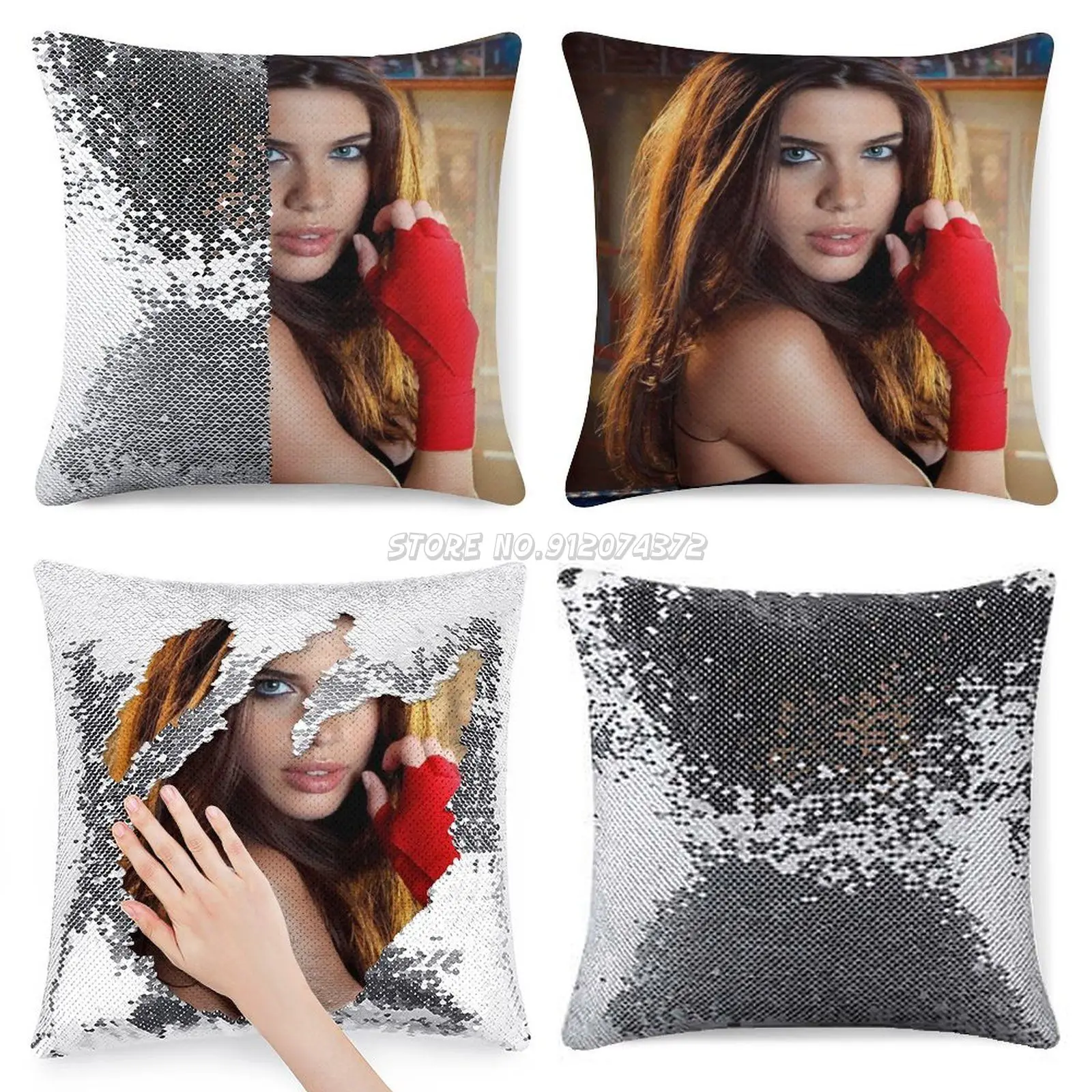 

Наволочка с блестками Sara Sampaio, домашний декор для кафе, меняющая цвет, красивая португальская модель, соблазнительный зеленый цвет