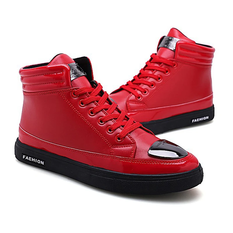 Модные уличные кожаные красные туфли zapatos De Hombre черные повседневная обувь