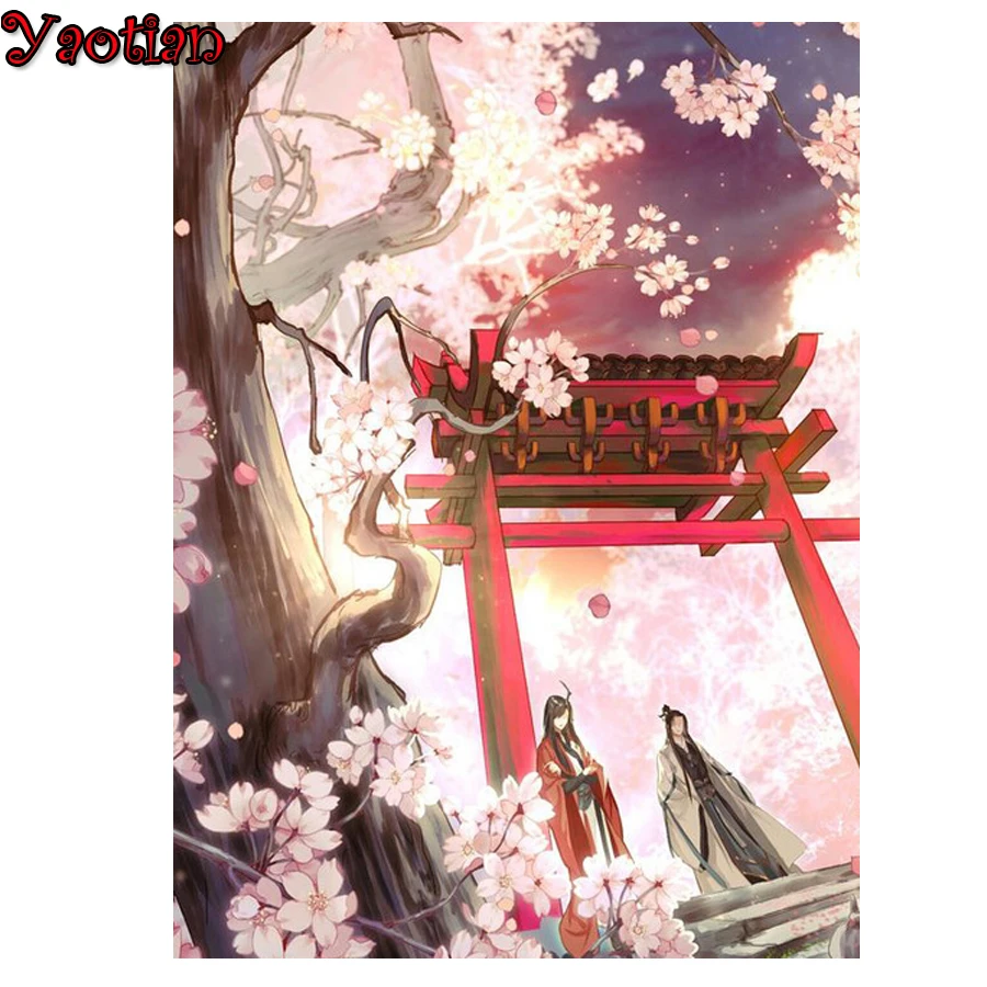 Алмазная живопись 5D &quotсделай сам&quot вышивка крестиком пейзаж цветущей вишни