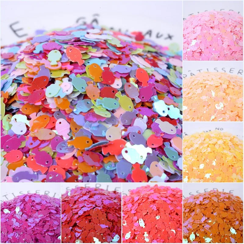 

Блестки для рукоделия, 5 х7 мм, разноцветные рыбки, материал слизи, фурнитура для рукоделия, бижутерии, 1440 шт., 20 г