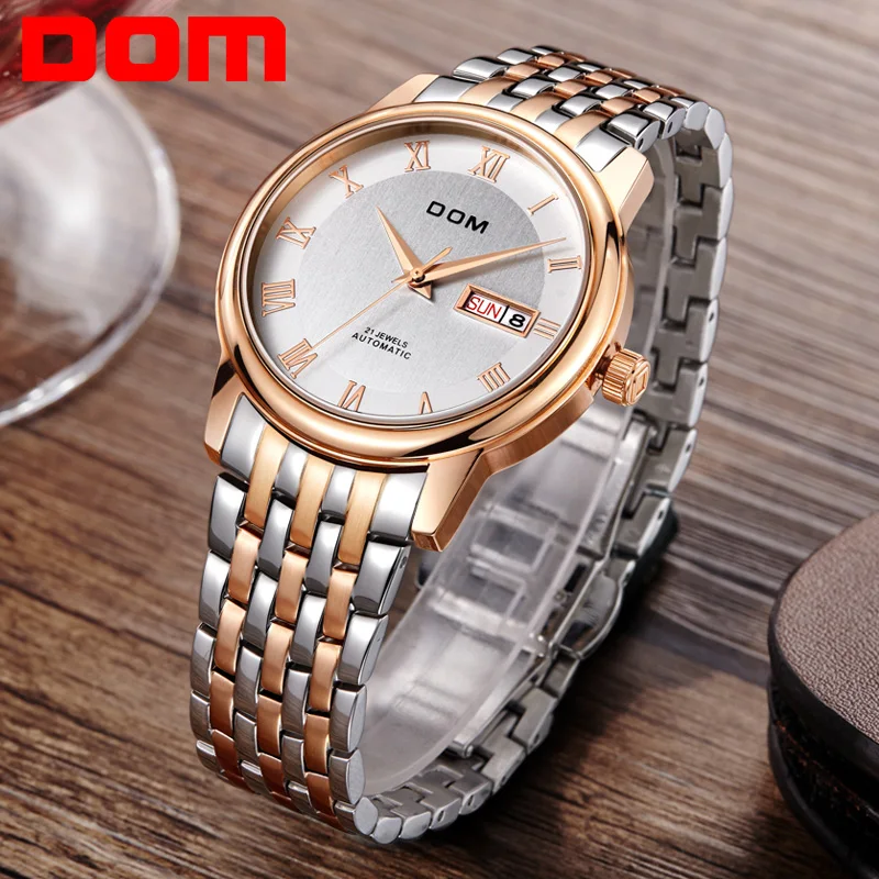 DOM мужские часы модные роскошные наручные водонепроницаемые автоматические