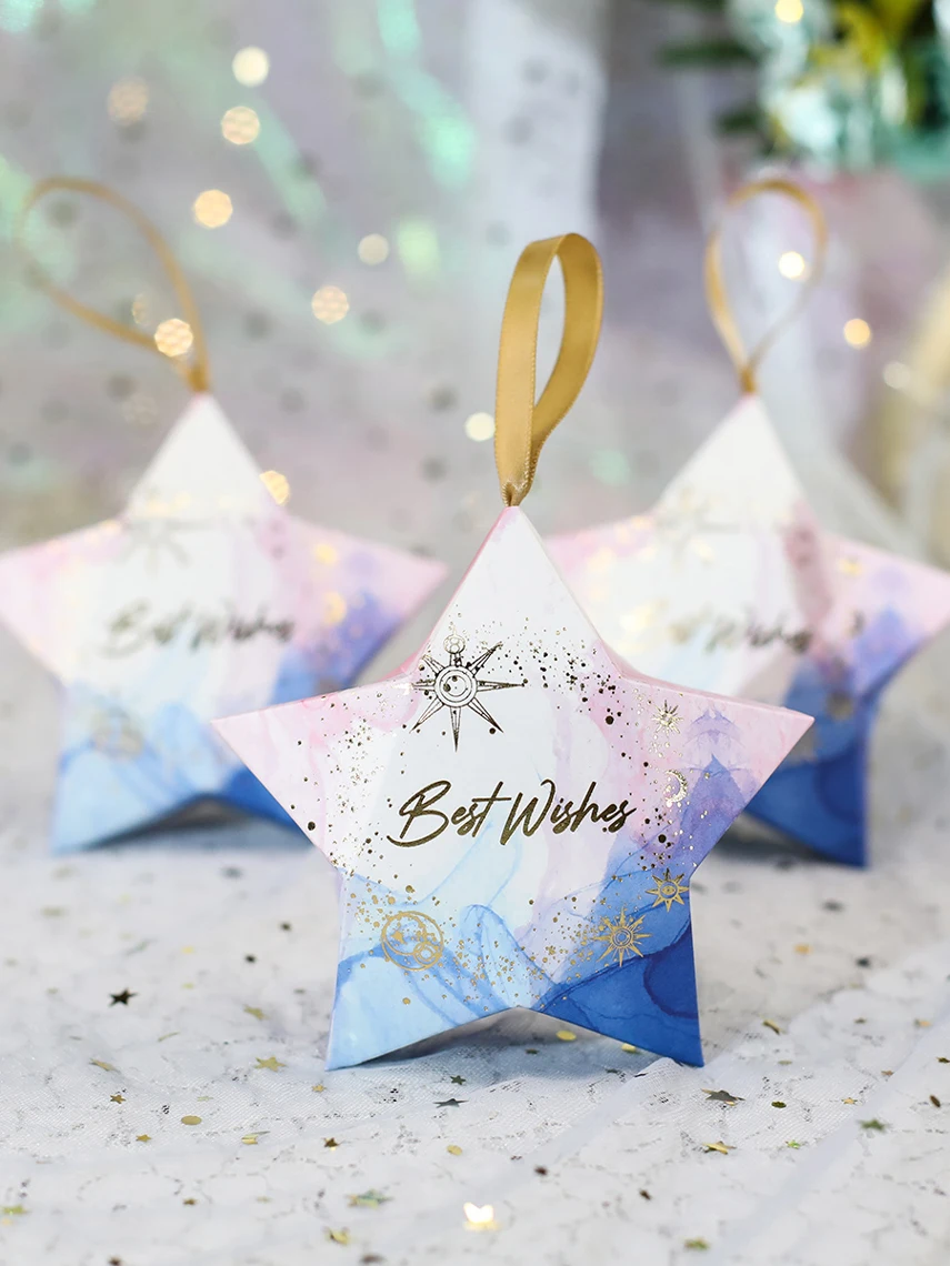 Блестящая пятиконечная звезда Свадебная коробка для конфет шоколад