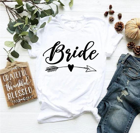 

Women Aesthetic Love T Shirt Pure Cotton Wedding Party Plus Size Summer T-shirt Bride Cupid Arrow Graphic Tees