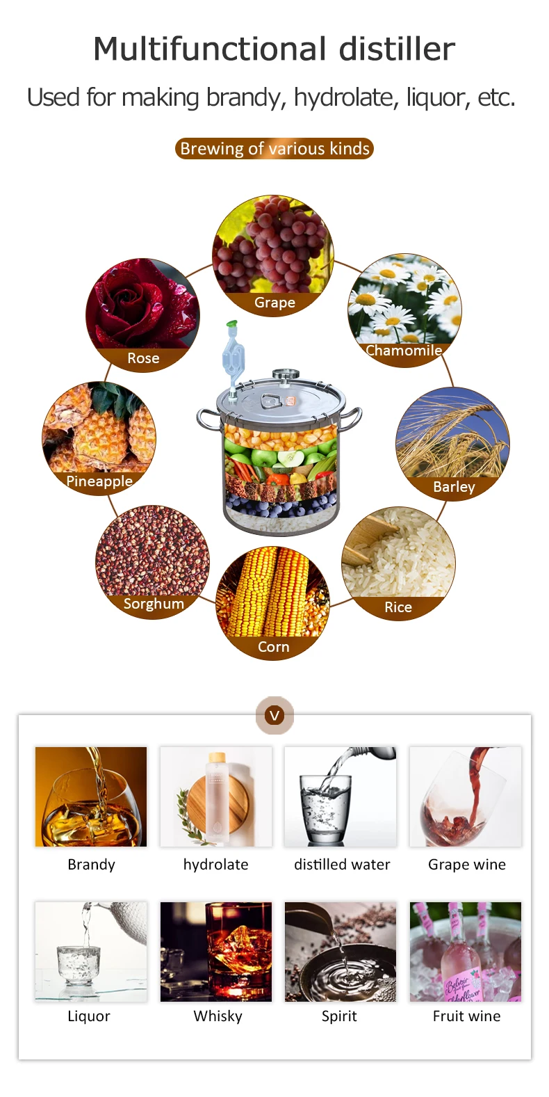Moonshine Distiller Home Wine DIY Equipment Vodka Whiskey Brandy Alcohol Making Distillation Machine Fermentation barrel