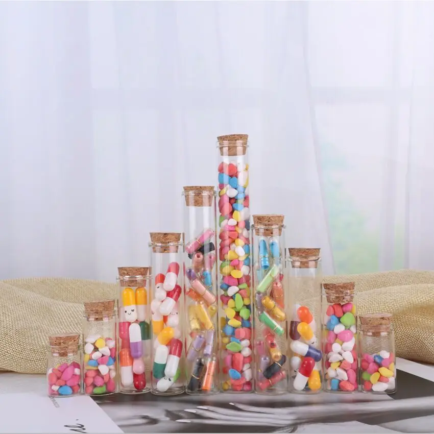 100 шт. прозрачные стеклянные флаконы с пробкой |