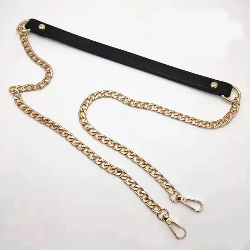 New 120cm PU Metal Chain Shoulder Bag Belts Buckle Handle DIY Belt Bag Strap Accessories Pink Brown Replacement Leather Bag Belt