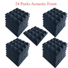 24 шт. 25x25x5 см акустическая пена Звуконепроницаемая черная 16 Пирамида студия поглощение звука доказательство обработки панели плитки Защитная губка