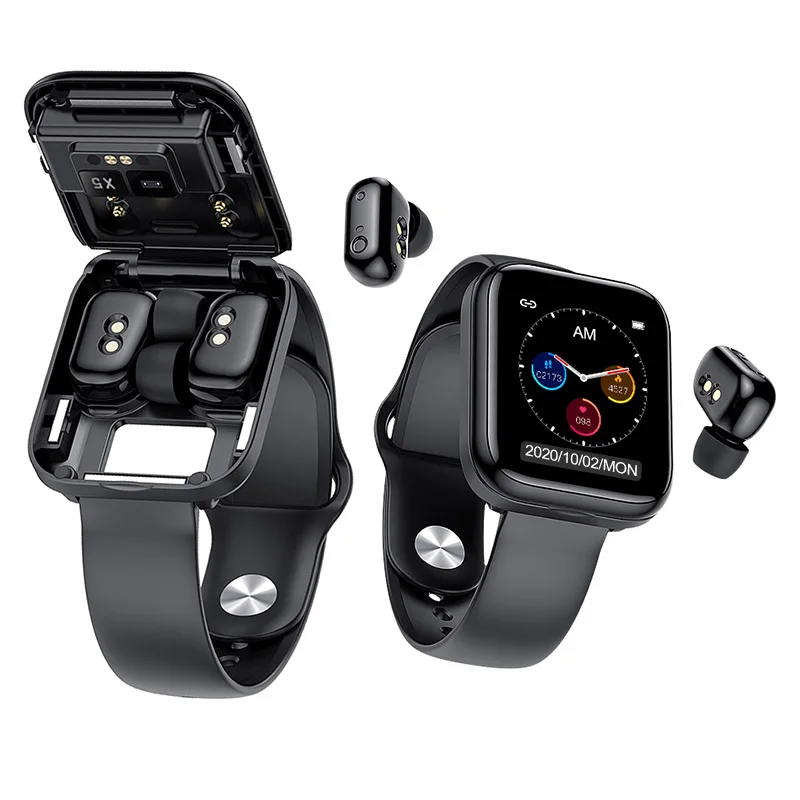 Smart Watch Bluetooth Headset Wireless Earphones Two in one 1.54inch Call Music Sport Band