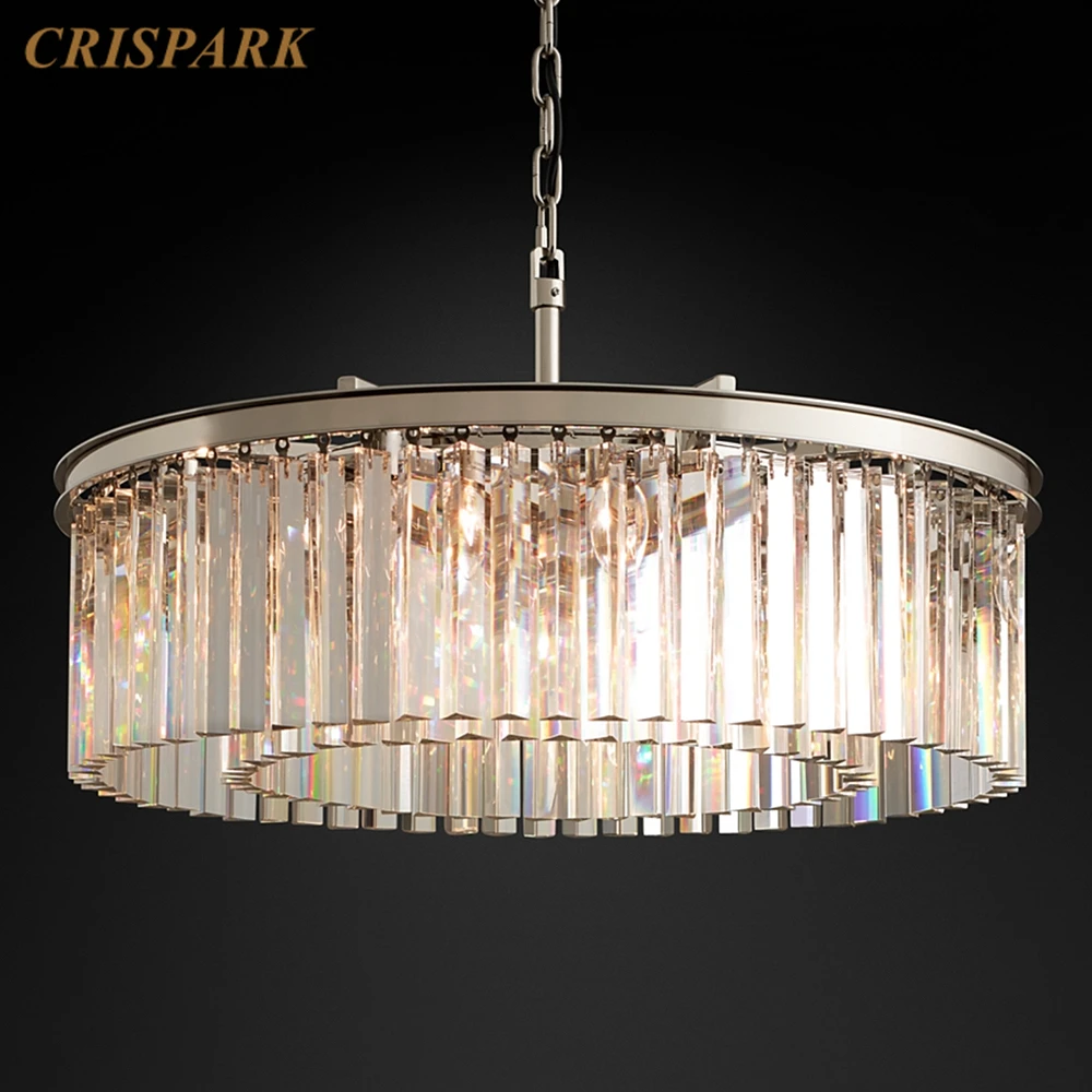 19 S K9クリスタルシャンデリアライトラウンドプリズムクリスタルハンギングランプリビングルームレストラン寝室アールデコ照明器具ライト