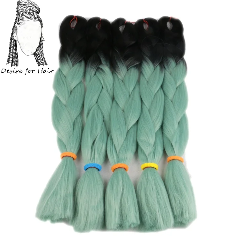 1B mint green Desire for hair 24 дюйма 100 г bling Блестки для волос mix большие синтетические косы плетение волос для наращивания - Цвет: 1B mint green