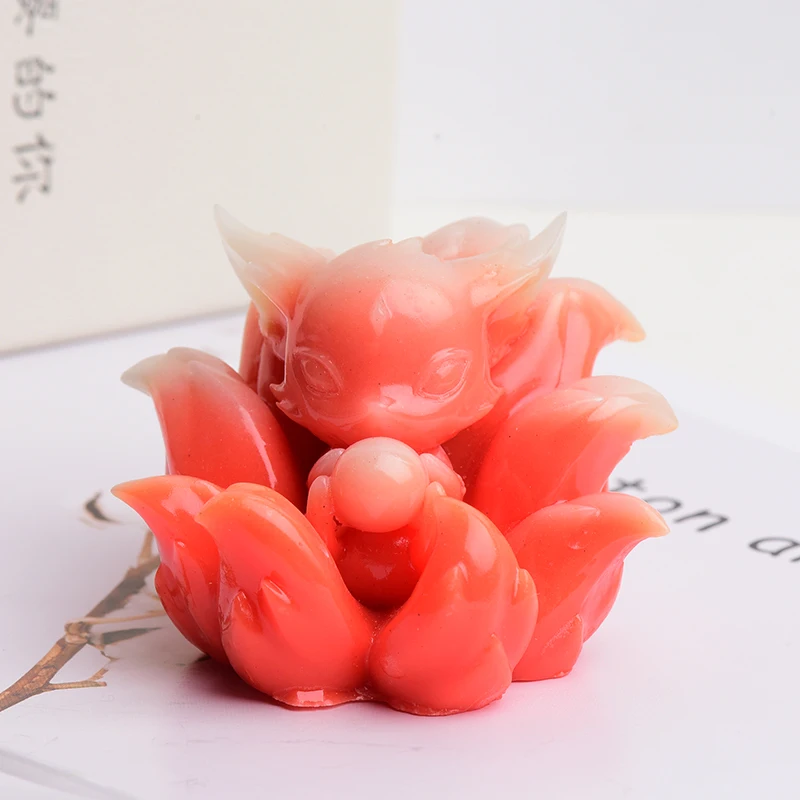 

1Piece New Style Moonstone Nine-Tailed Fox Quartz Treatment Exquisite Crafts Home Decoration DIY Souvenir Gifts