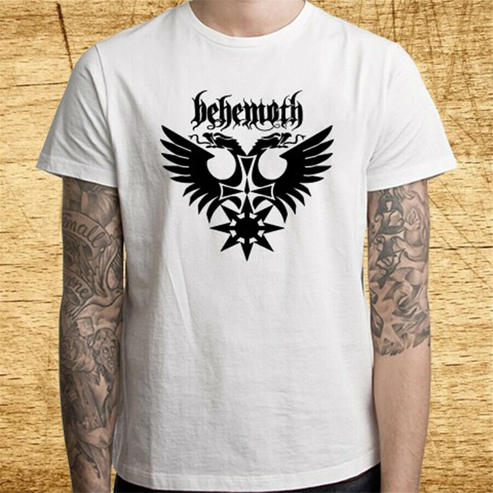 Behemoth/мужская белая футболка с логотипом музыкальной легенды и металлическим