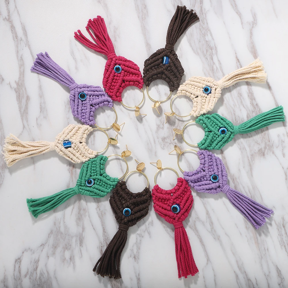 Miwens бусины глаз кисточкой брелок макраме цепочка для ключей брелок-ракушка Fo Для