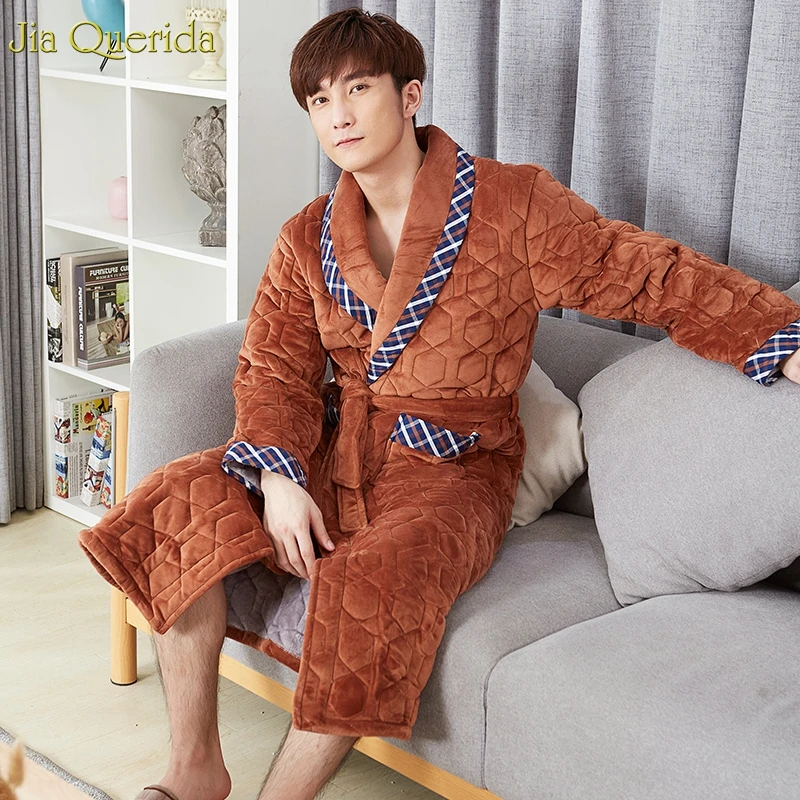 Длинная ночная рубашка для мужчин плюс размер бархатное кимоно банный халат