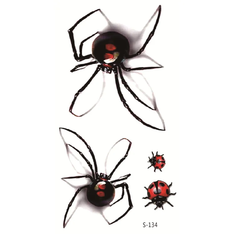 Водонепроницаемые временные тату наклейки 3D Паук Божья коровка Хэллоуин мужские