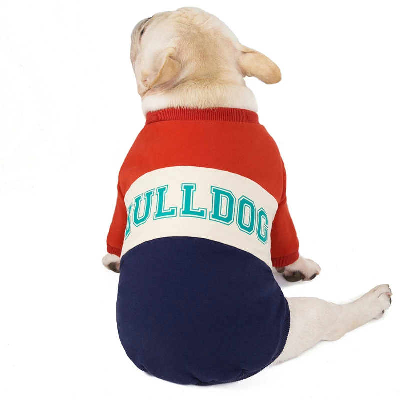 Толстовка с капюшоном для бульдога утепленный костюм собаки зимняя одежда