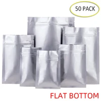 50pcs aluminum foil flat bottom ziplock bags thick food storage bag vacuum sealer food packaging tea avoid light proof