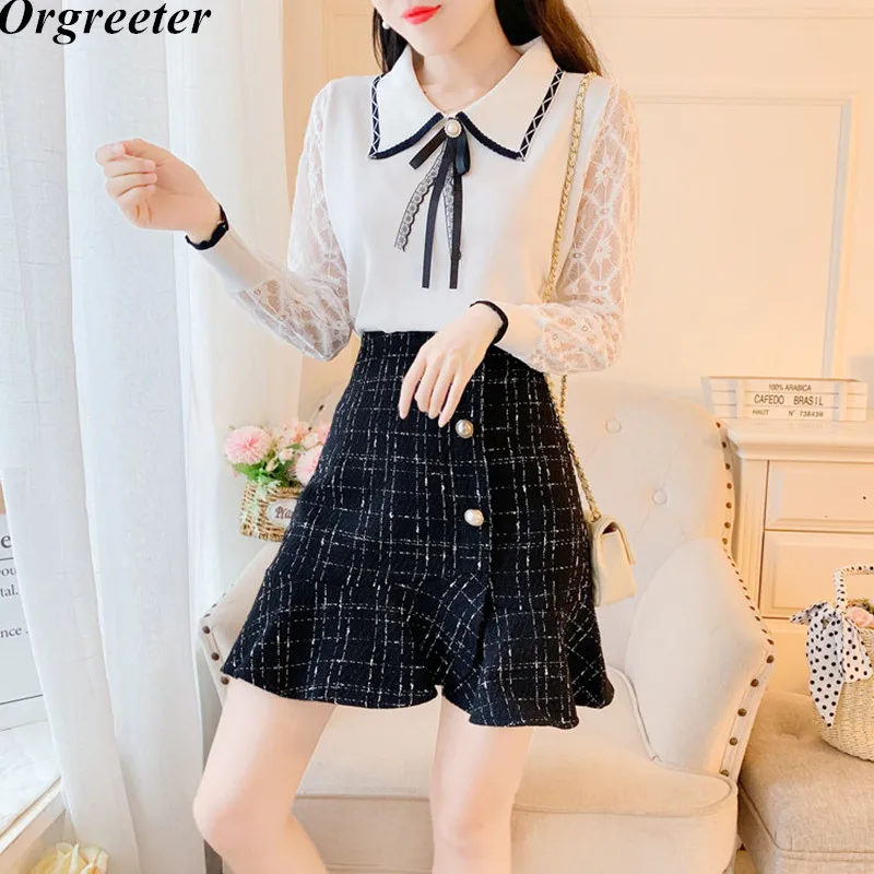 Женский комплект из 2 предметов модный вязаный Топ в стиле преппи с круглым