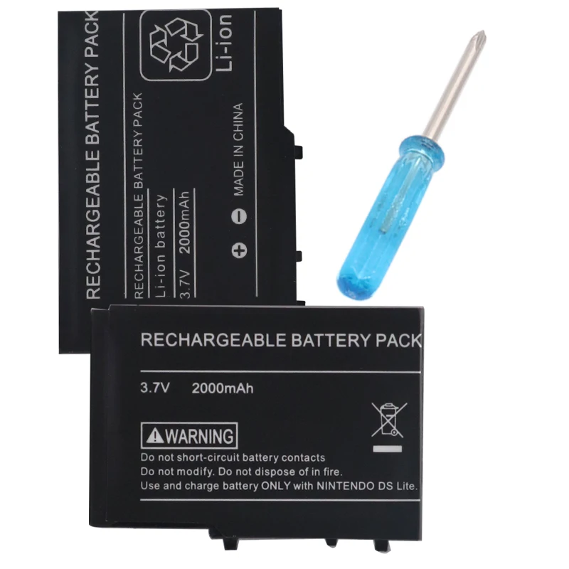 2pcs2000mAh 3 7 V литий ионный аккумулятор + набор инструментов для Nintendo DSL NDS Lite|Батареи| |