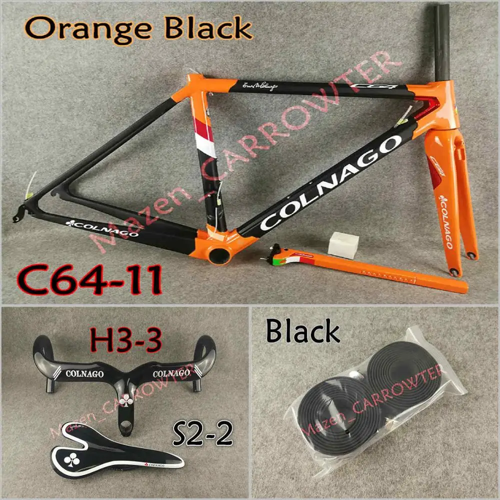 Package 3 T1100 UD МАТОВЫЕ-глянцевые оранжевые черные Colnago C64 карбоновые шоссейные рамы, седло для бутылки, клетки 50 мм карбоновые колеса UPS XDB - Цвет: Package 3
