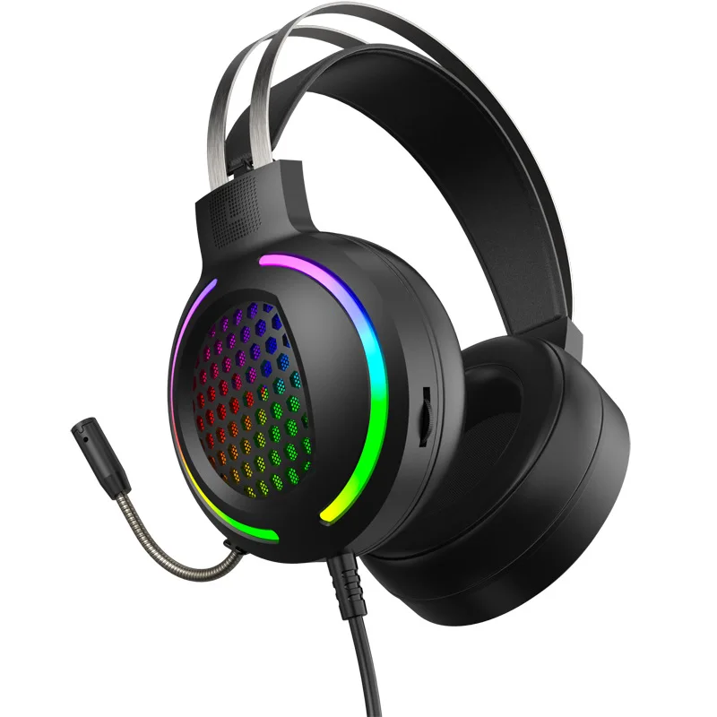 X2 Hole Hollow-out RGB E-Sports PlayerUnknown's Battlegrounds Wired Computer Head-Mounted Heavy Bass USB 7.1 Headset For PC Pad
