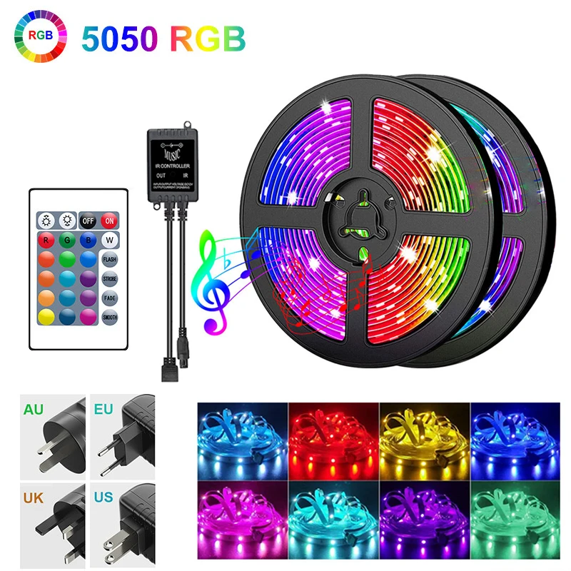 

Музыкальная светильник та, светящаяся Rgb лента, музыкальная синхронизация светильник ная лента s Sound SMD 5050, светодиодные ленты с разъемом США/...