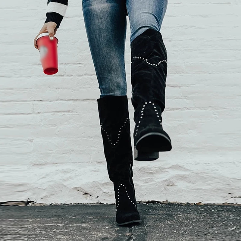 Новые женские сапоги PUIMENTIUA Черные Сапоги выше колена сексуальные осенне-зимние