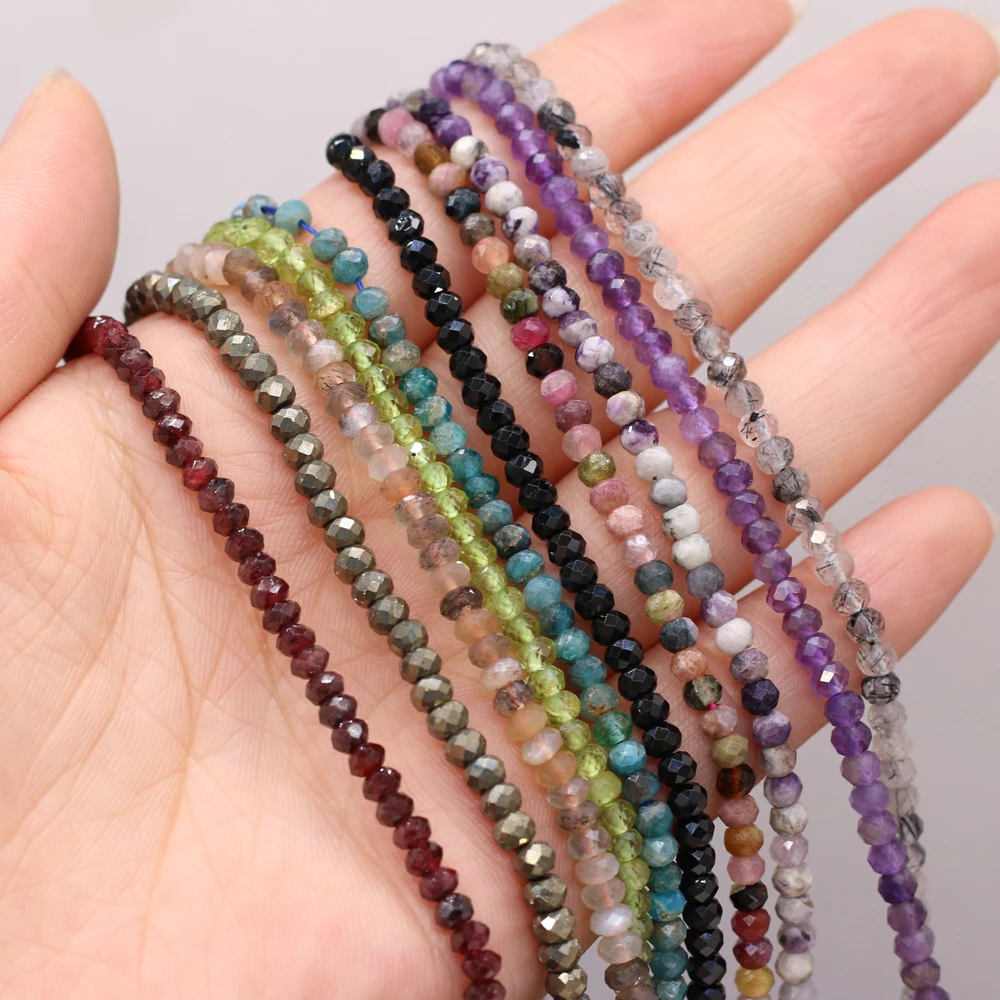 

Amethyst Fluorite Garnet Natural Semi-precious Stone Small Beads 3x2mm For DIY Necklace Earrings Accessories Gift Length 38cm