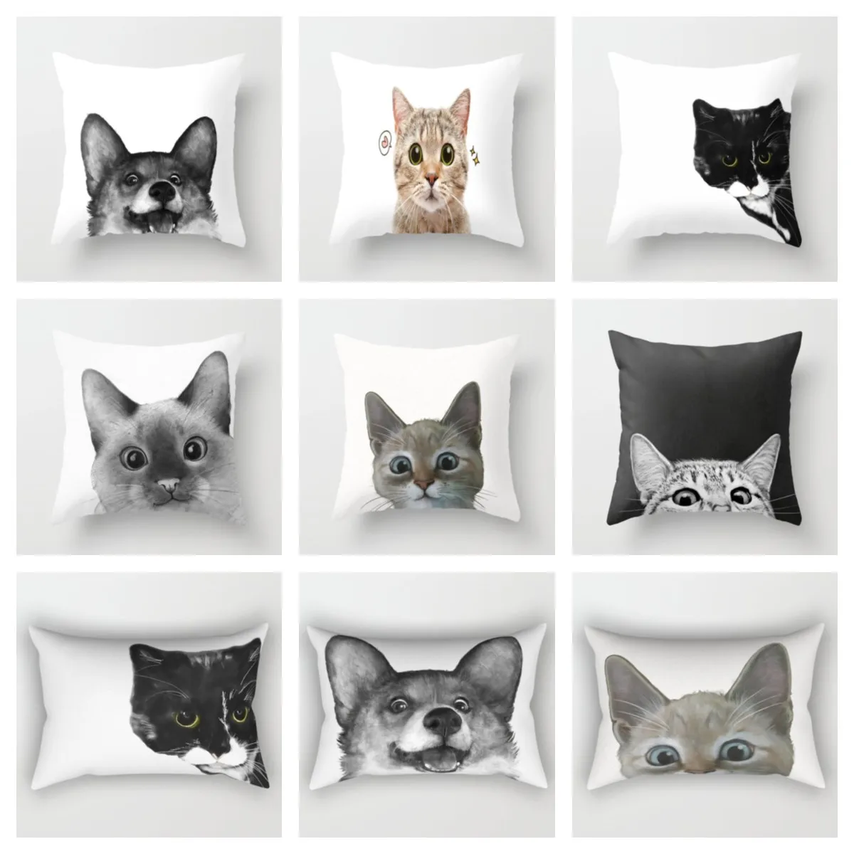 

Cat and dog print plush pillowcase， home decoration long cushion cove，living Room Sofa Throw Pillow Cushion Cover40x60 60x60