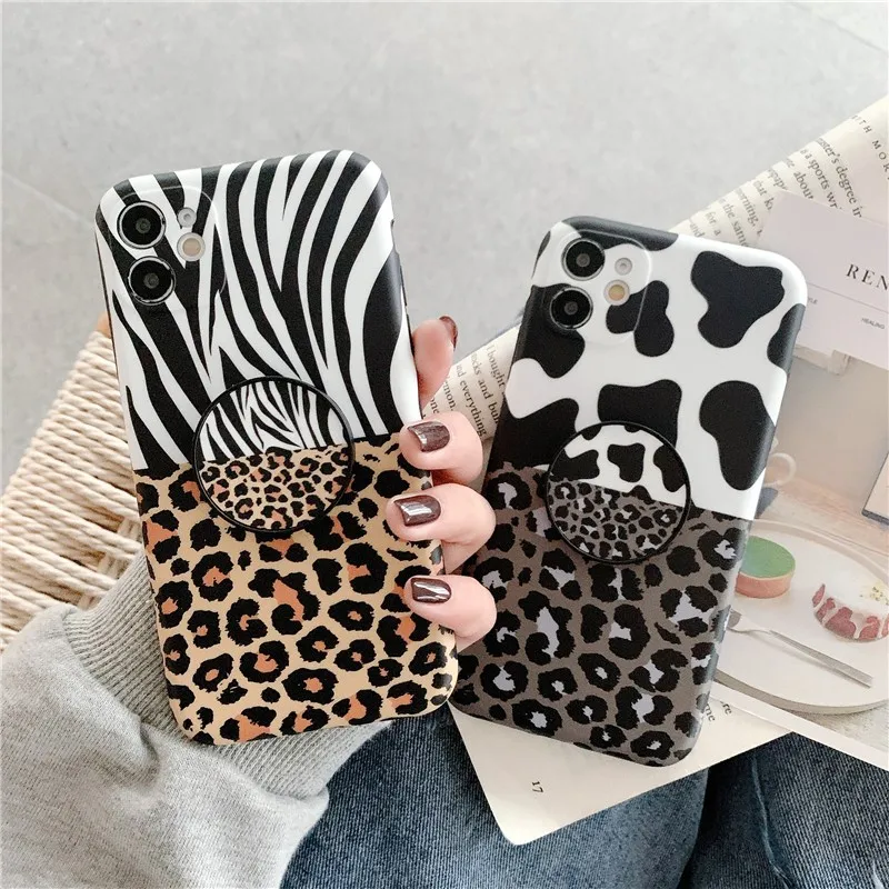 

personality Color matching Leopard Phone Cover Case For Iphone X 11 pro Xs Max Xr 10 8 7 Plus se 4.7 Luxury Soft Coque Fundas