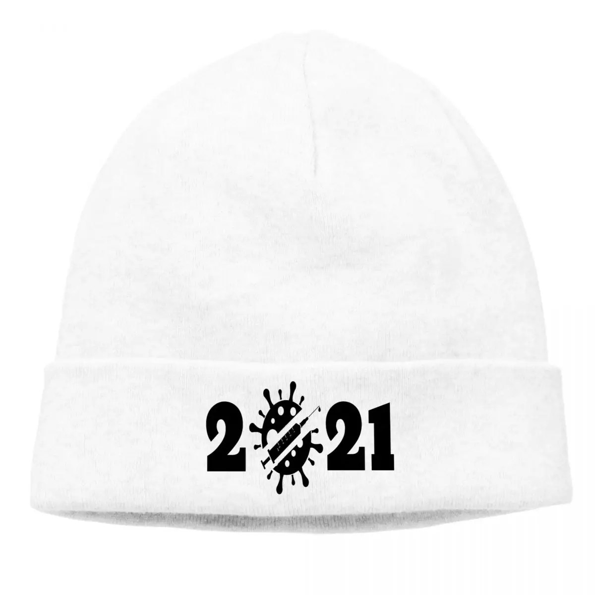 

2021 Vaccination Art Skullies Beanies Numbers Black Knitted Bonnet Hats Men Women's Street Ski Cap