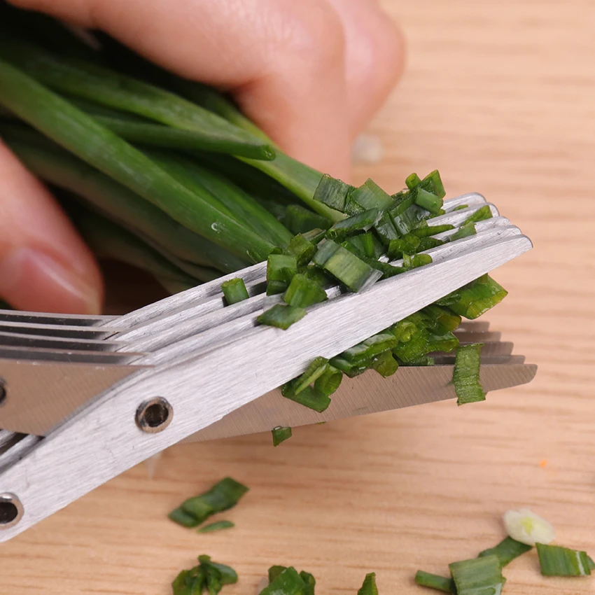 

1PC Multi Layers Stainless Steel Knives Multi-Layers KItchen Scissors Scallion Cutter Herb Laver Spices Multifunctional Tool