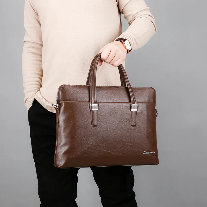 Мужские деловые сумки через плечо из мягкой искусственной кожи новая модная