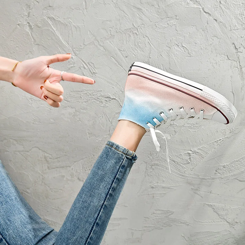 Сезон 2019 г. женская обувь на нескользящей подошве градиентного цвета Высокая