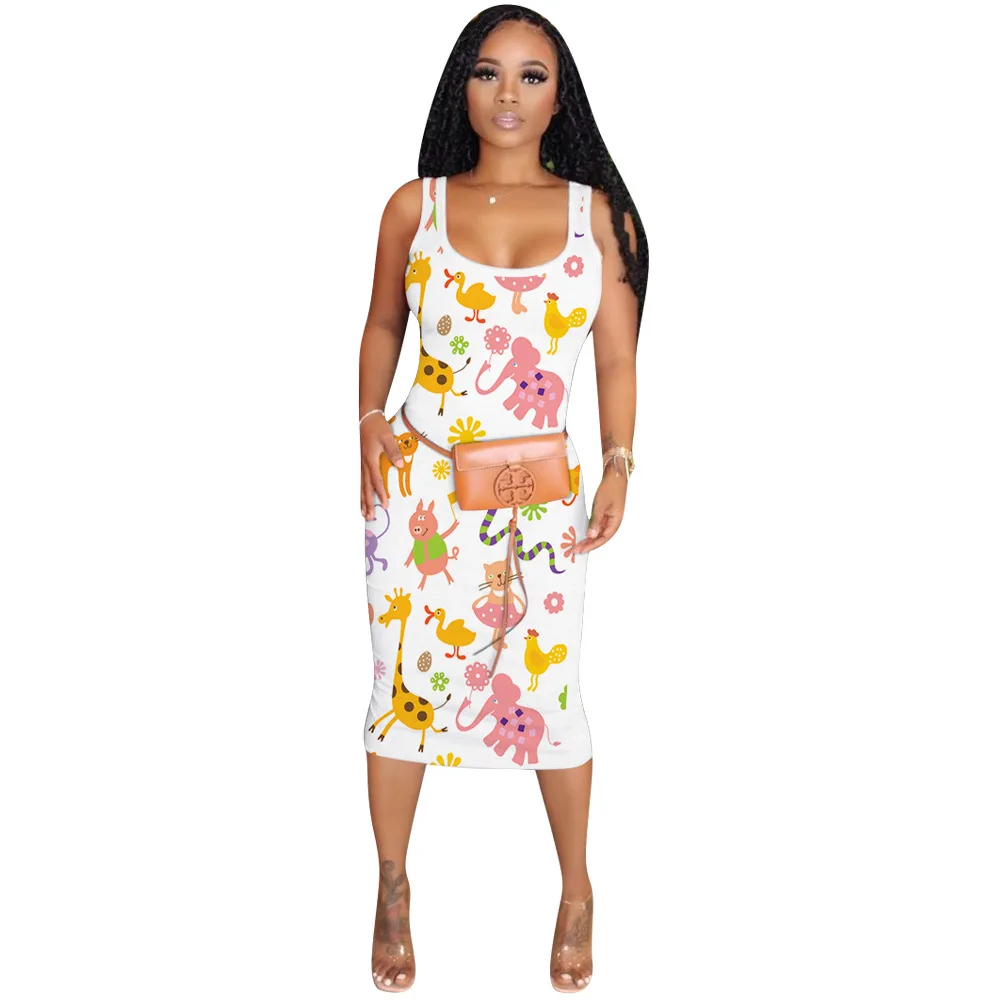 

Women's Sexy Multi-Color Printing Strap Dress