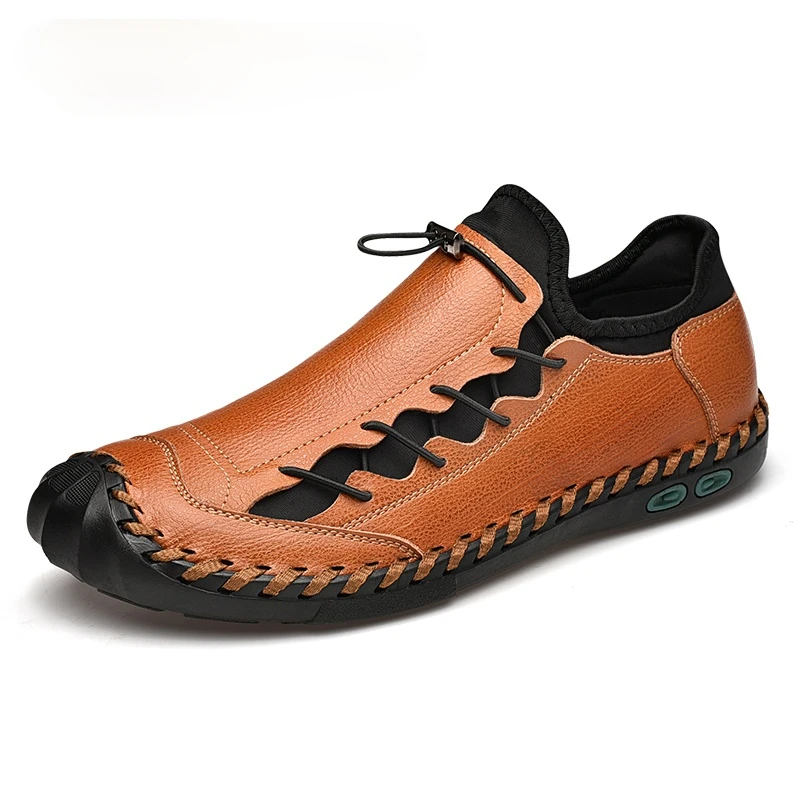 

2021 New Men's Leather Shoes Luxury Brand Handmade Comfortable Breathable Flat Shoes Fashion Casual Work Loafers Big Size 48 Hot