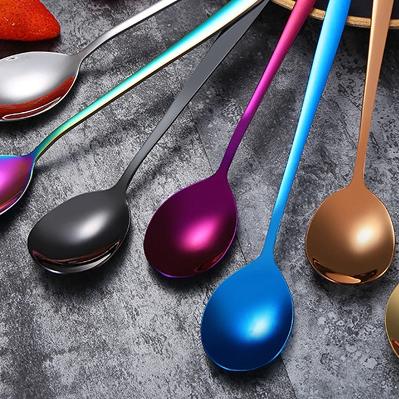 8 шт сделанных из нержавеющей стали ложка c длинной ручкой Простые Модные