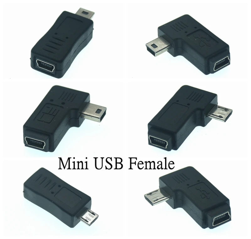 

Left Right Angled 90 Degree Micro USB Male Female to Mini USB Female Adapter Connector Converter Adaptor for Mobile Phones MP3