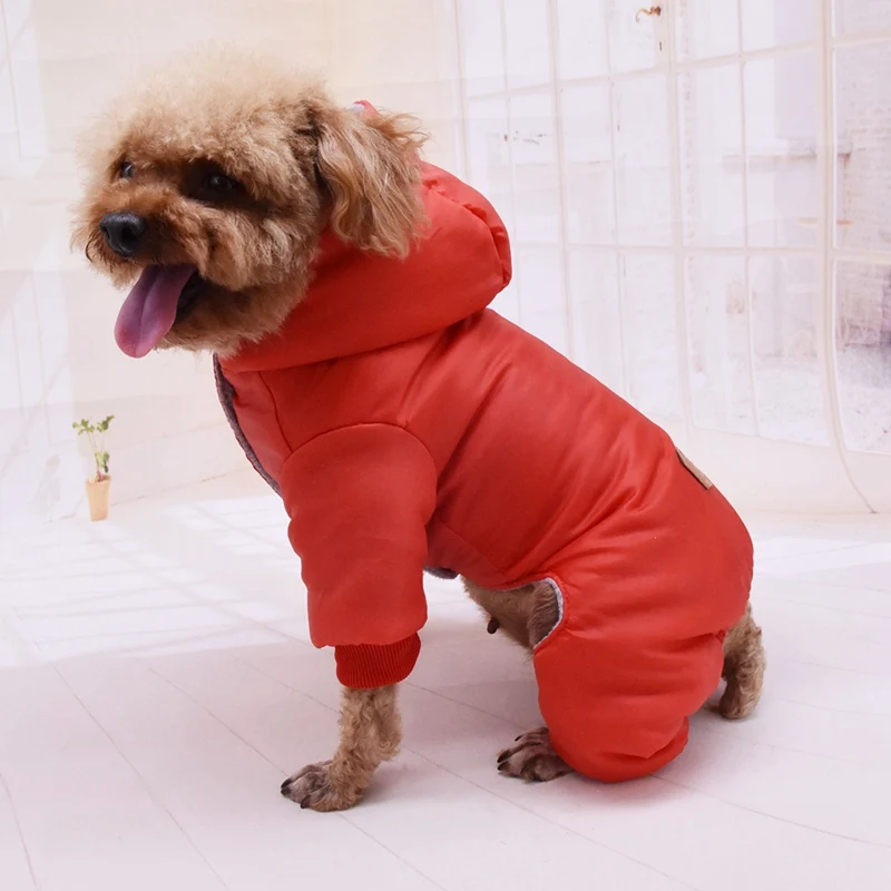 S-XXL мягкий, флисовый, для собаки комбинезон маленькая собака щенок пальто костюм для животных 4 брюки с широкими штанинами ветрозащитная теплая толстовка с капюшоном для собаки, Костюмы зимнюю одежду для собак