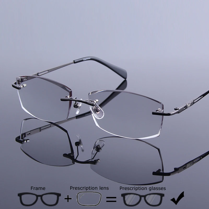 Деловые мужские очки без оправы по рецепту бескаркасные для близорукости