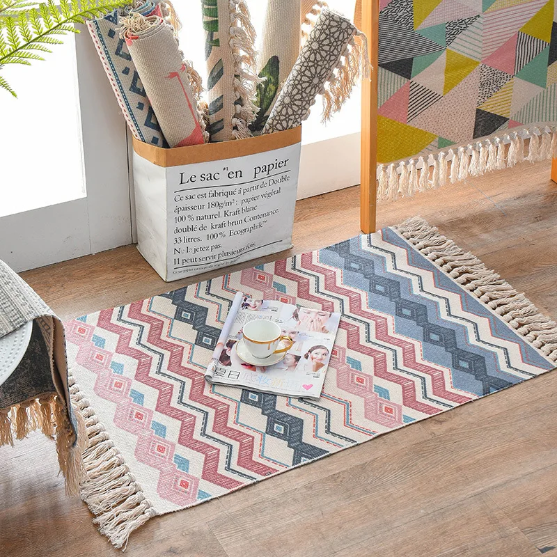 Марокко хлопок лен тканый ковер для гостиной прочный с кистями коврик|Коврик| |