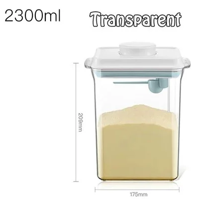 Transparent-2300ml Контейнер для хранения продуктов, коробка для сухого молока, герметичный контейнер для орехов, Кухонный Контейнер для сортировки пищевых продуктов, Прямая поставка - Цвет: Transparent-2300ml