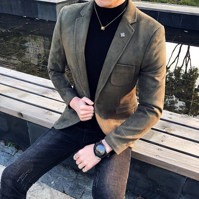 2019 Новый повседневный комплект для мужчин маленький костюм мужской пиджак порт