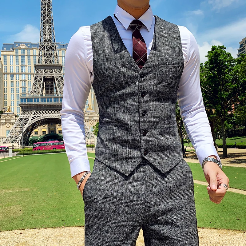 Мужской повседневный жилет синий серый коричневый мужской Азиатский размер S M L XL