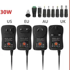 Универсальный адаптер питания 30 Вт для СШАВеликобританииАвстралииЕС, 3 В постоянного тока, 4,5 в, 5 В, 6 в, 7,5 в, 9 В, 12 В постоянного тока, преобразователь зарядного устройства + 5 В, а, USB-порт с 8 шт. разъемов