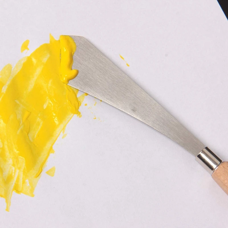 

5 Pcs Painting Knife Spatula Palette Knife Wood Handle and Metal Blade Painting Accessories for Art and Paint