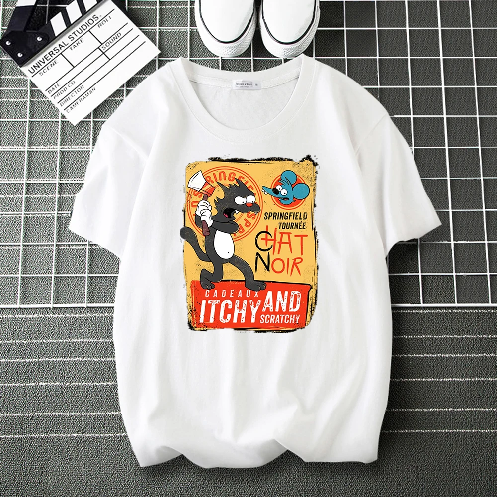 

Le Chat Noir Cat Cotton Fashion T Shirt Tee Shirt for Men Casual Loose Cartoon Tops Male Hip Hop Harajuku T-Shirts