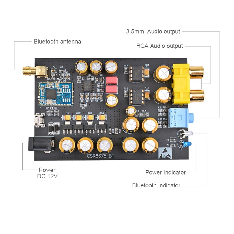 Csr8675 Aptx Hd Bluetooth 5 0 беспроводной приемник Pcm5102A I2S Dac декодирование без потерь