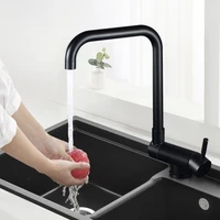 kitchen sink faucet 304 stainless steel hot cold mixer foldable rotating single handle deck mount tap splash proof water black